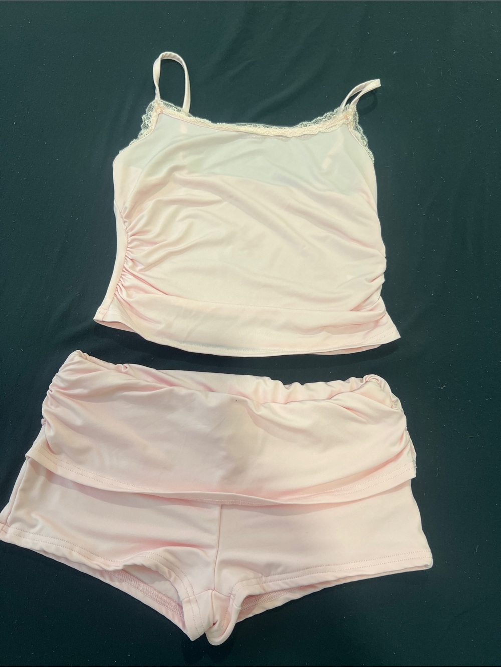 Women's Pink Lace-Trim Cami & Shorts Sleep Set